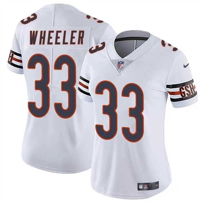 Women%27s Chicago Bears #33 Ian Wheeler White 2024 Vapor Football Stitched Jersey Dzhi